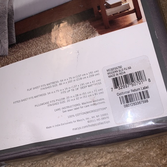 NIP Hotel Collection (from Macy's) - 400 Thread Count Full Sheet Set, Slate Gray - Picture 6 of 9